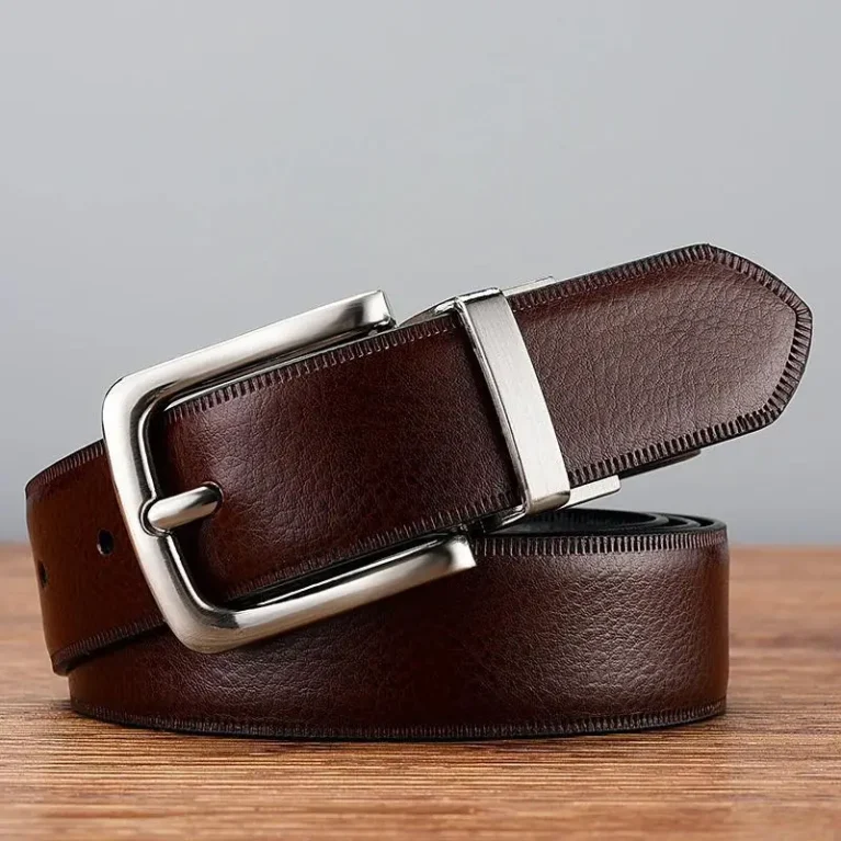 Men's Square Buckle Belt - BROWN