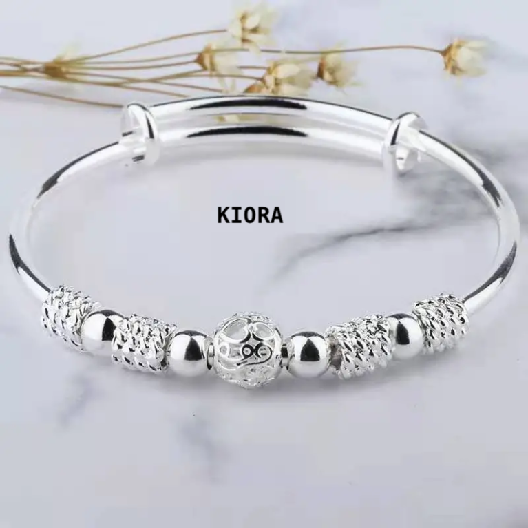 Silver Plated Lucky Beads Bangle