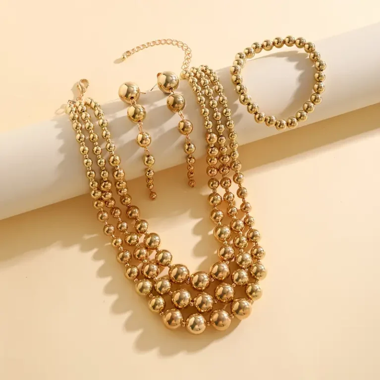 Round Beads Design Jewelry Set - GOLD