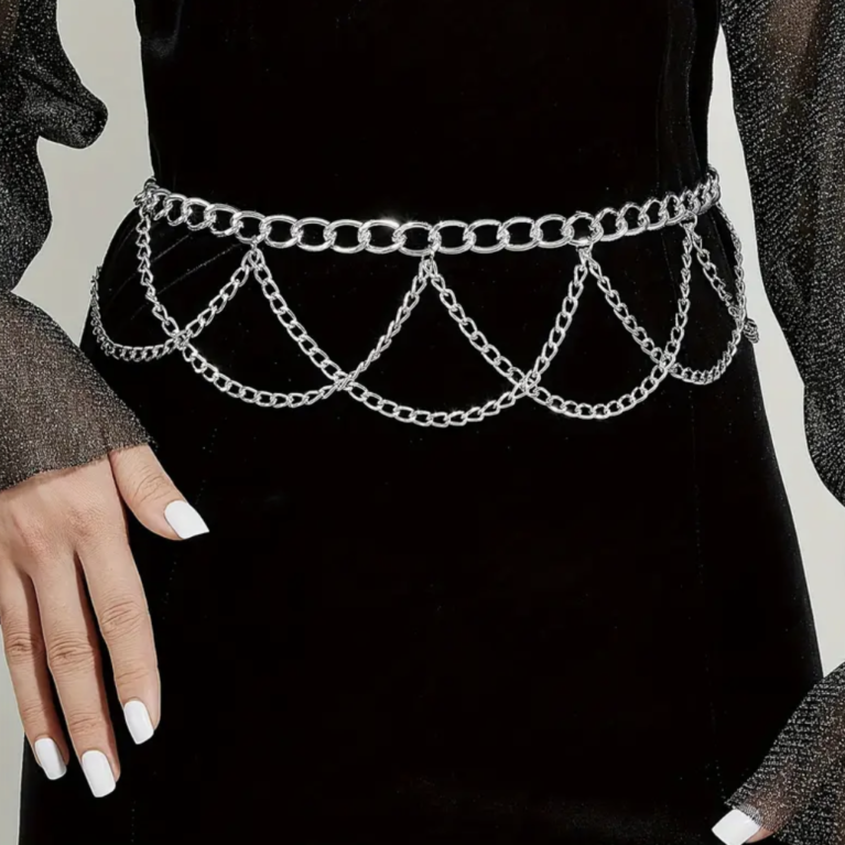 Layered Fringe Chain Belts