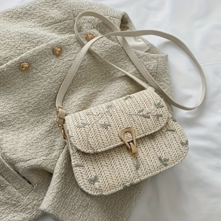 Plant Graphic Flap Shoulder Bag